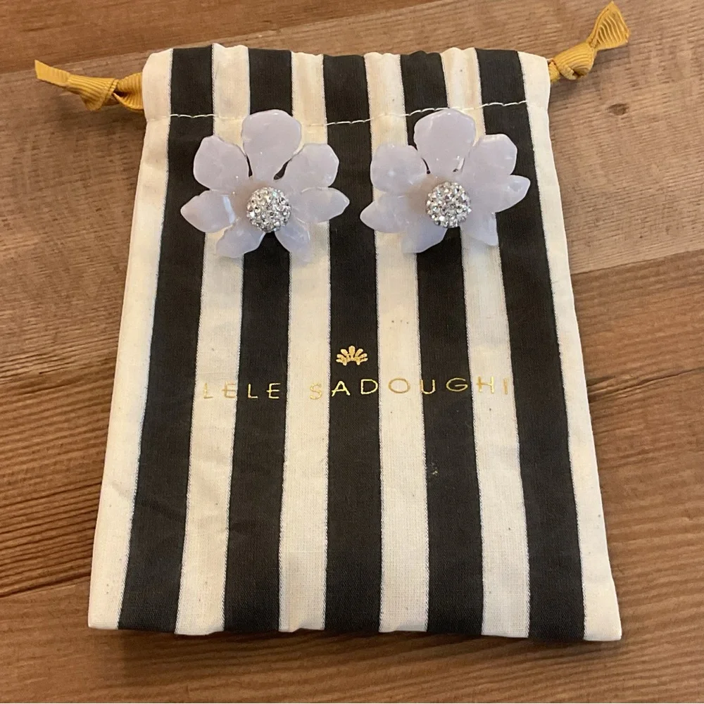 Lele Sadoughi Mother of Pearl Crystal Lily‎ Button Earrings